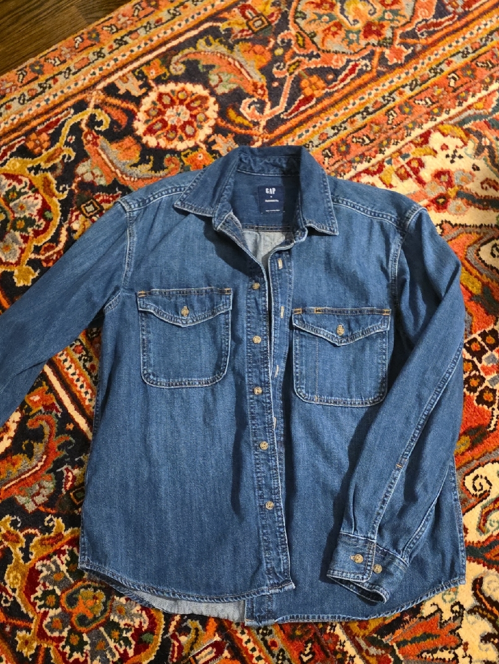 GAP Blue Denim Button-Front Shirt